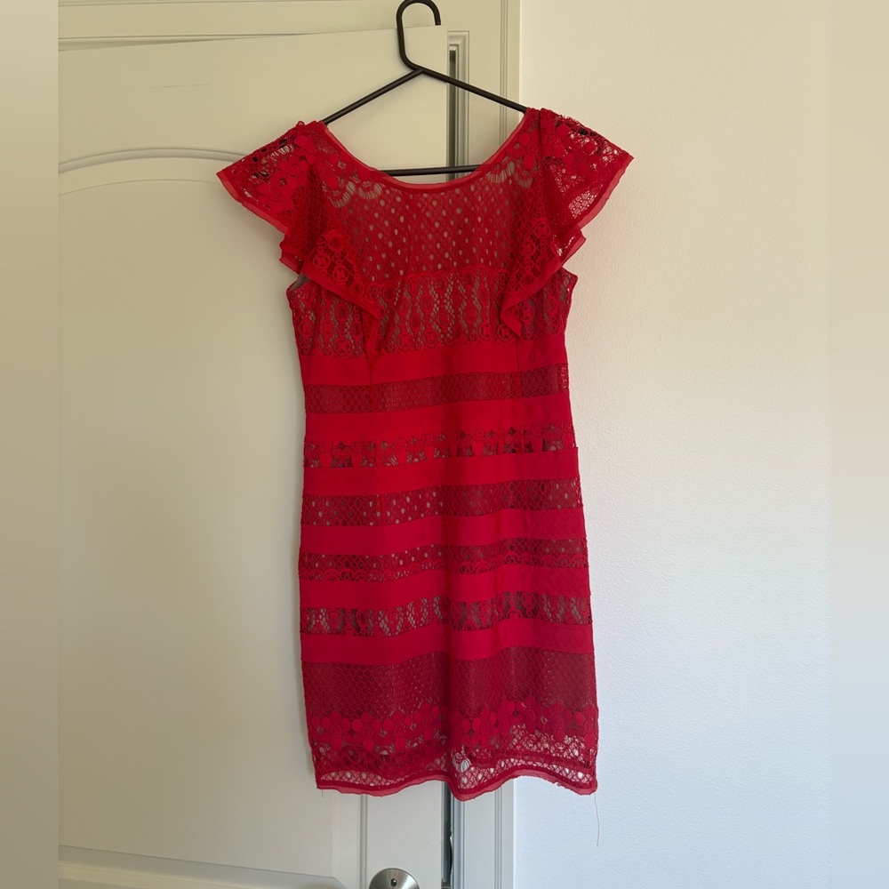 BCBG MAX AZRIA Red Lace Dress size 2
